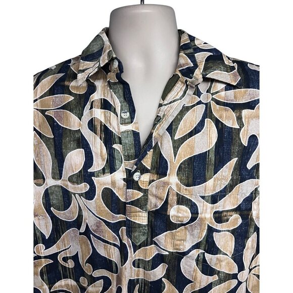 Go Barefoot Vintage Reverse Floral Print Pullover Hawaiian Shirt Large Pocket - Picture 4 of 8